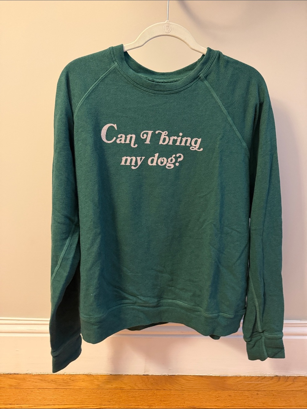 good hYOUman Forest Green 'Can I bring my dog?' Crewneck